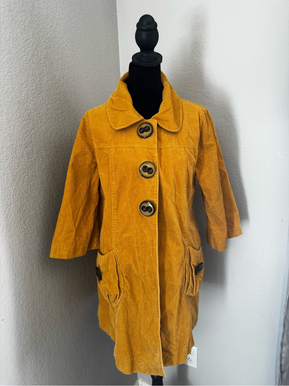 Jolt Golden Mustard Corduroy Pea Coat